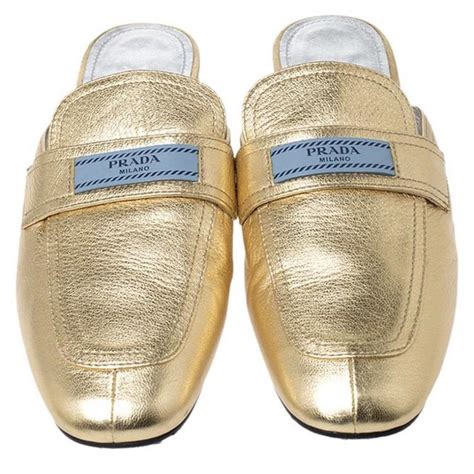 prada gold mules|prada women pool slides.